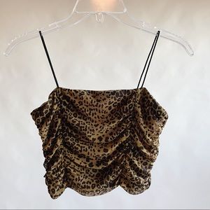 Copper Closet Cheetah Print Ruched Crop Top